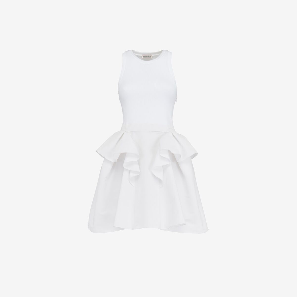 Shop Alexander Mcqueen Hybrid Mini Dress In Optic White