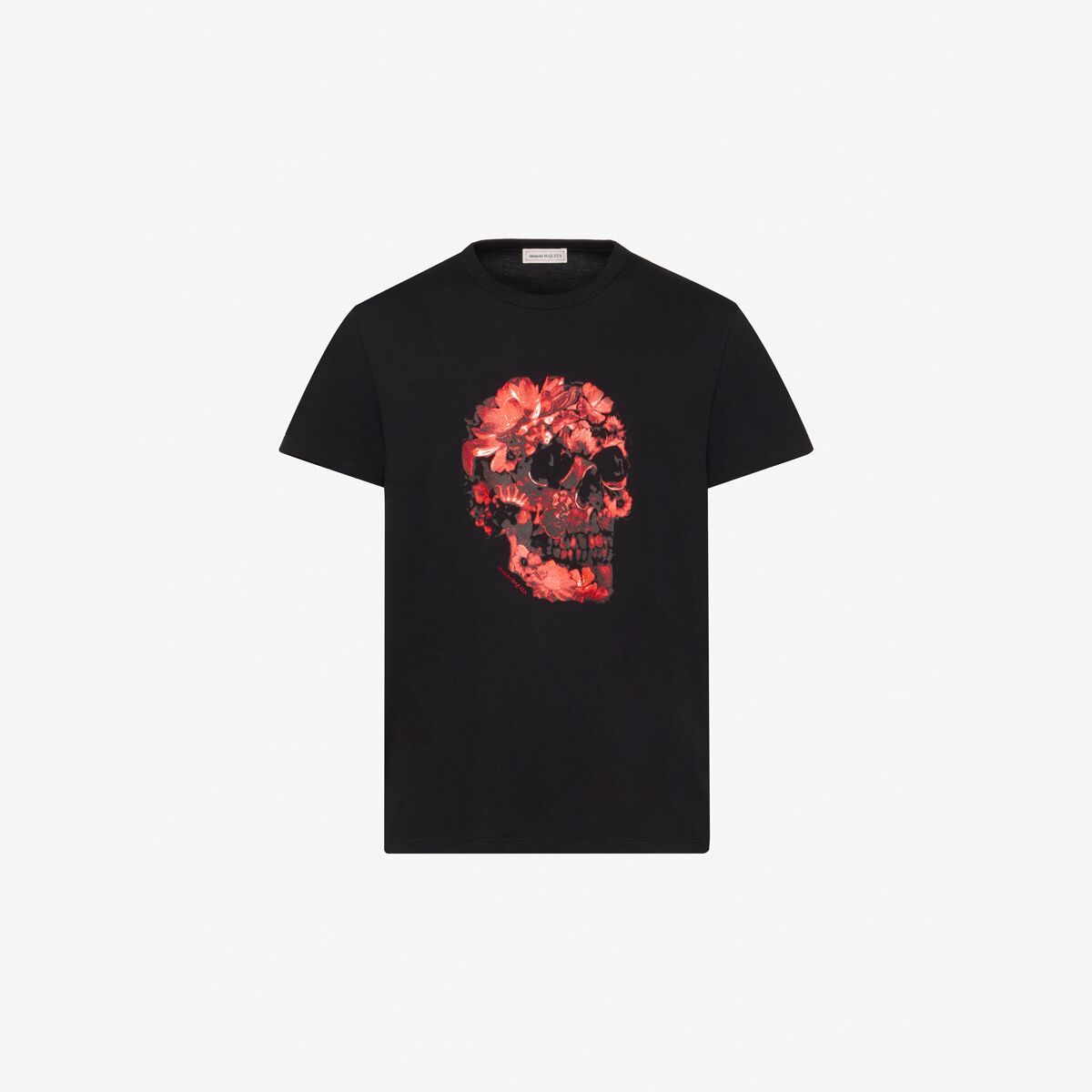 Shop Alexander Mcqueen Wax Flower Skull T-shirt In Black/red