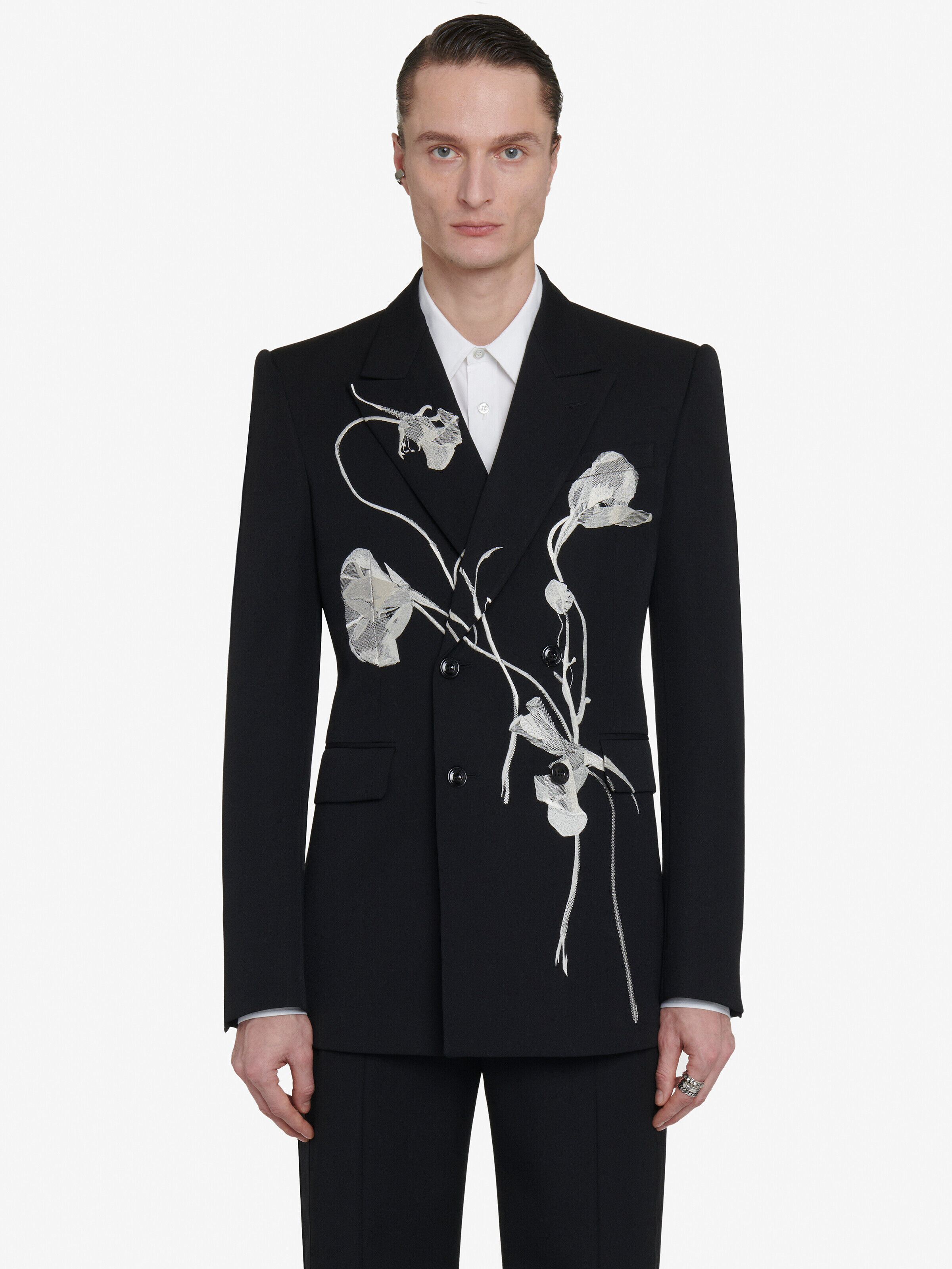 Alexander McQueen - Giacca doppiopetto Pressed Flower - Uomo - Nero - 46 (Lana)