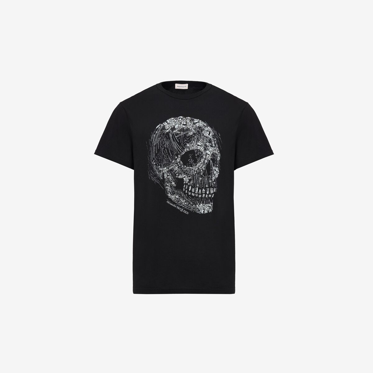 Shop Alexander Mcqueen Crystal Skull T-shirt In Black/white