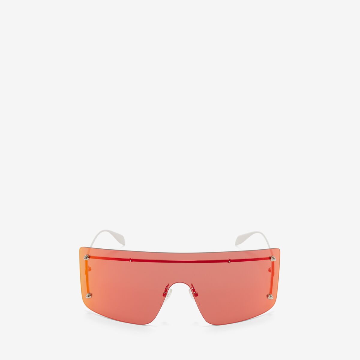 Alexander Mcqueen Spike Studs Mask Sunglasses In Red/silver