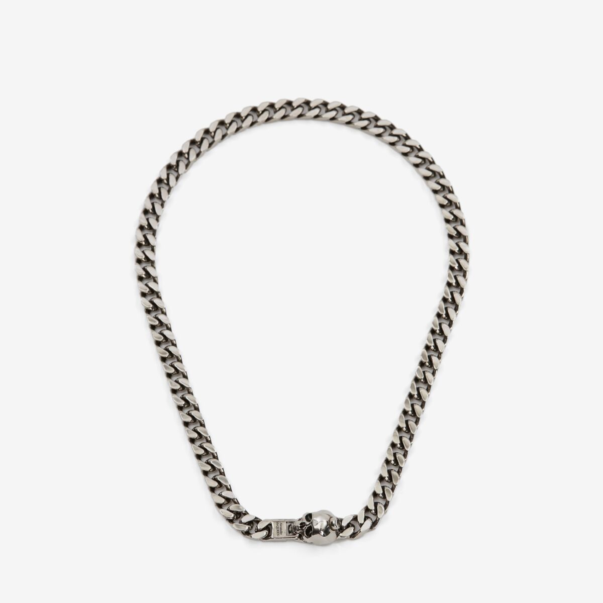 Shop Alexander Mcqueen Skull Chain Necklace In Antique Silver