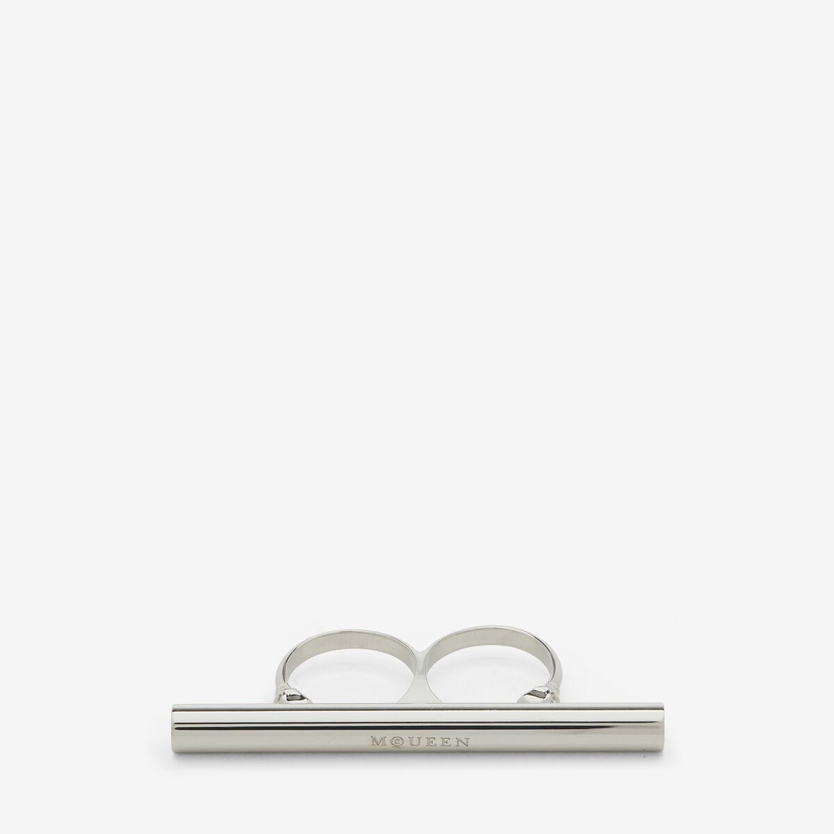 Alexander Mcqueen Cross-bar Double Ring In Palladium