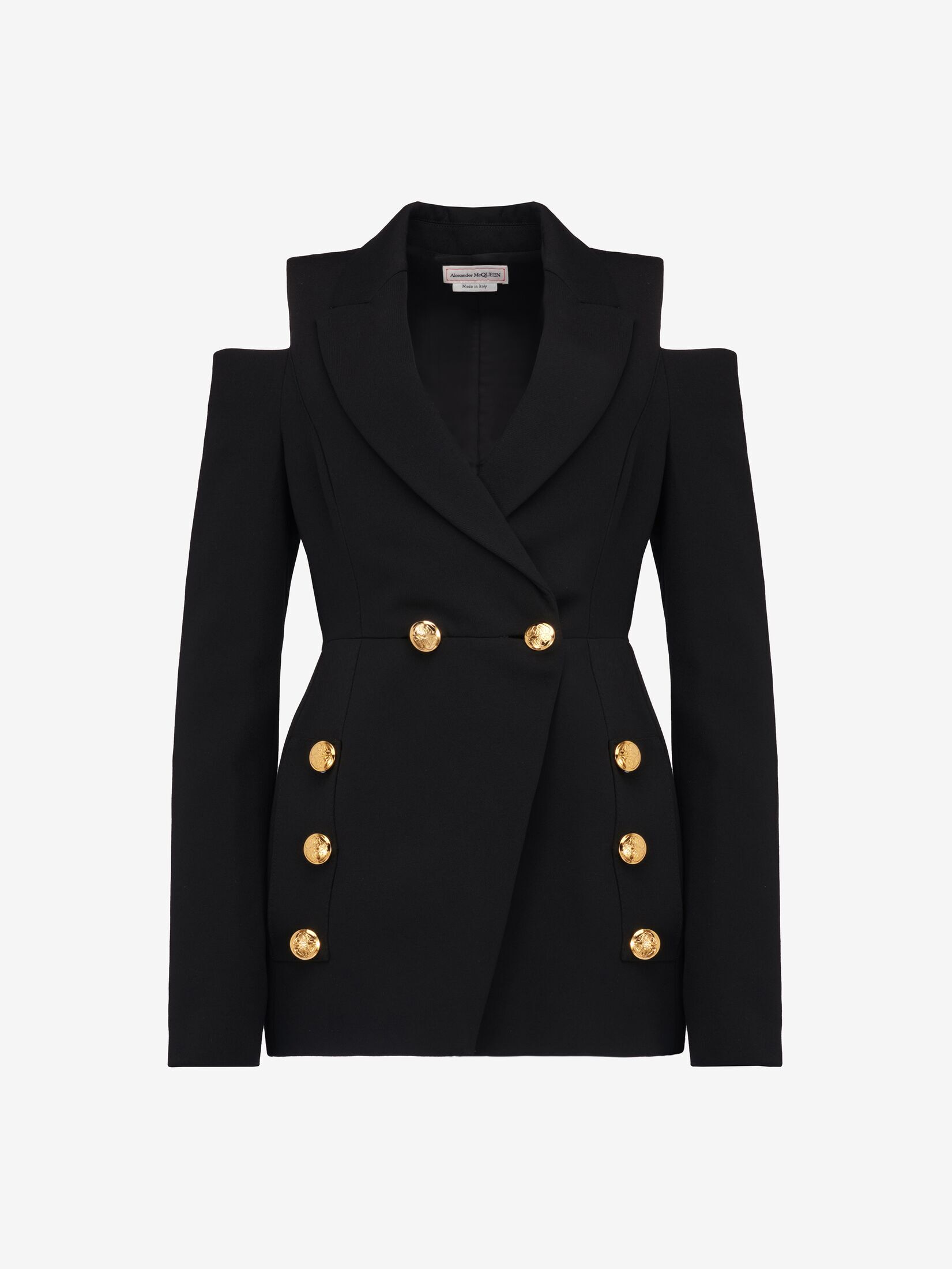 Alexander McQueen - Giacca militare doppiopetto con dettagli cut-out - Donna - Nero - 38 (Lana)