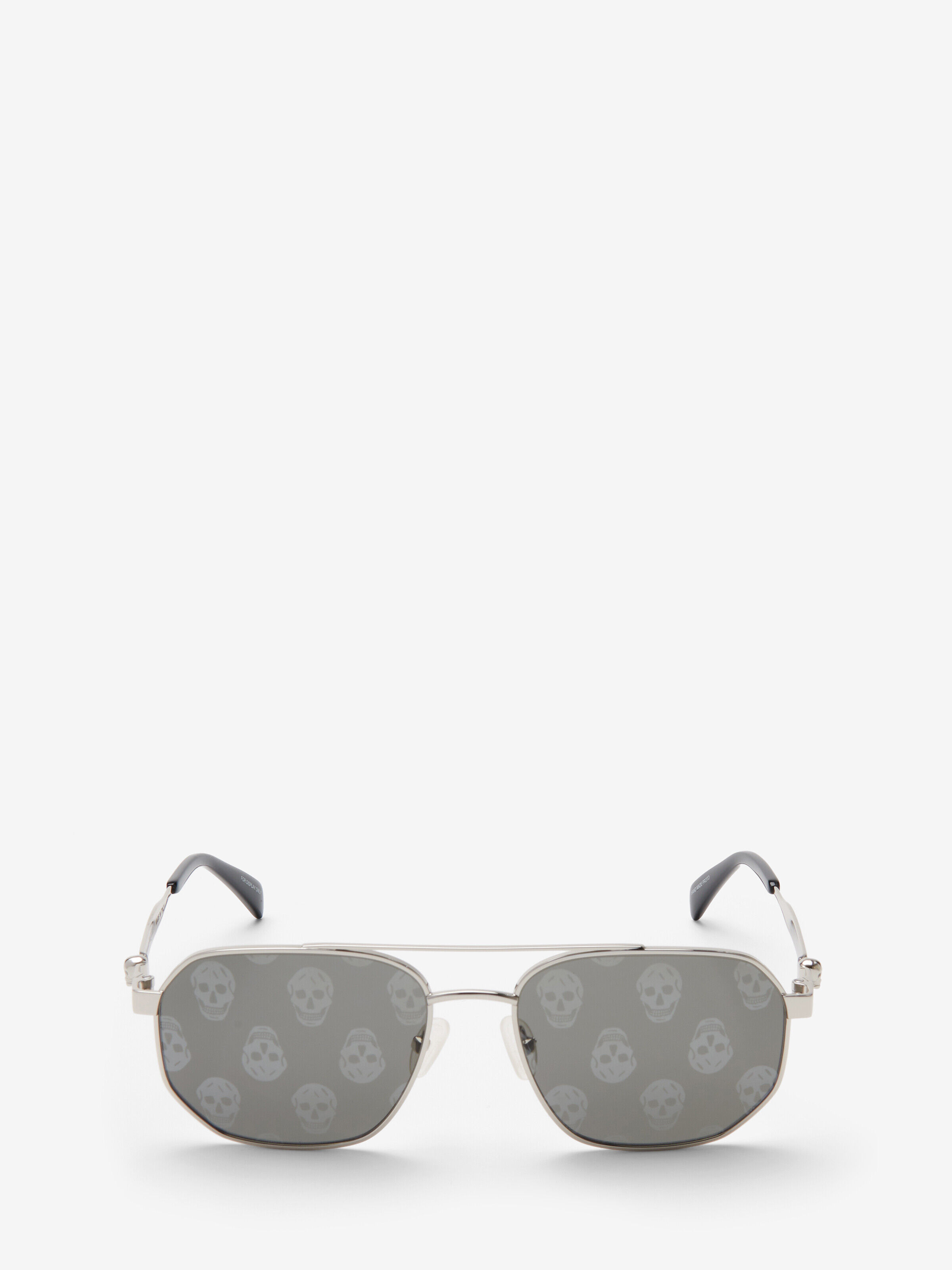 Alexander McQueen Men's Silver Floating Skull Metal Caravan Sunglasses (Metal)