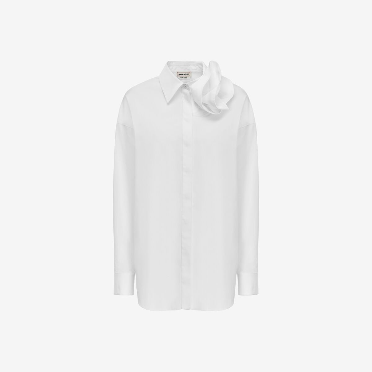 Shop Alexander Mcqueen Draped Orchid Shirt In Optical White