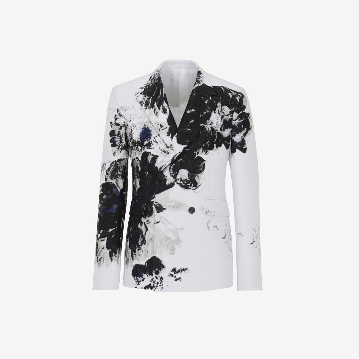 Shop Alexander Mcqueen Dutch Flower Double-breasted Jacket In Black/white