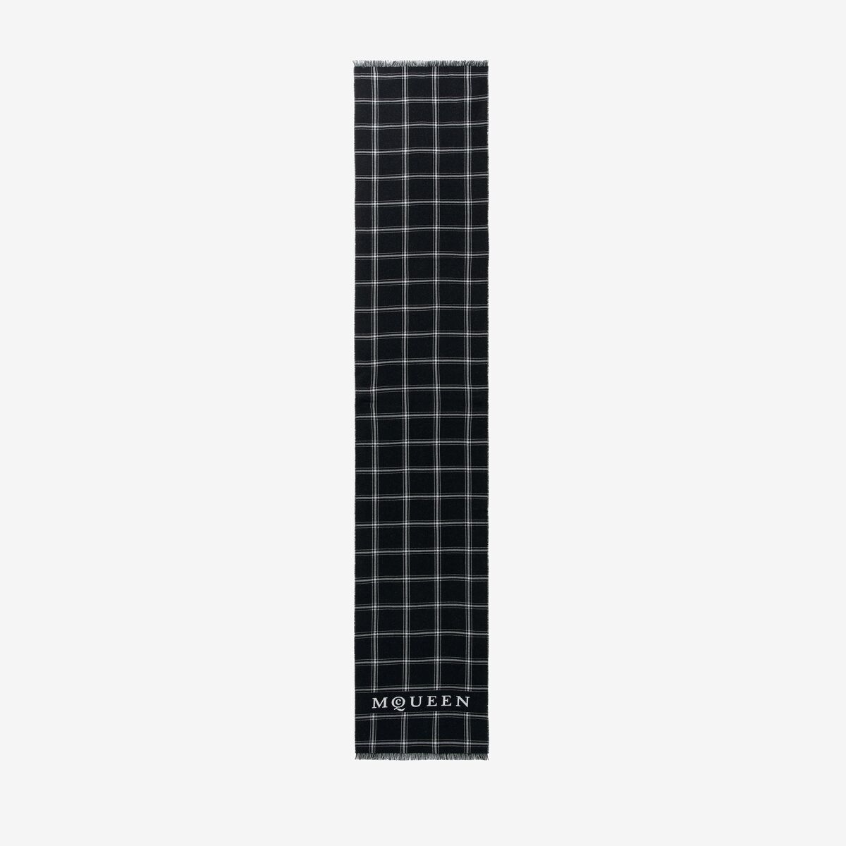 Alexander Mcqueen Logo Check Scarf In Black/ivory