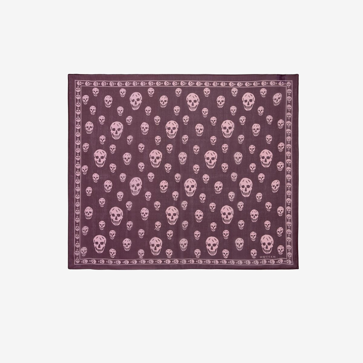 Alexander Mcqueen Silk Skull Print Scarf In Burgundy