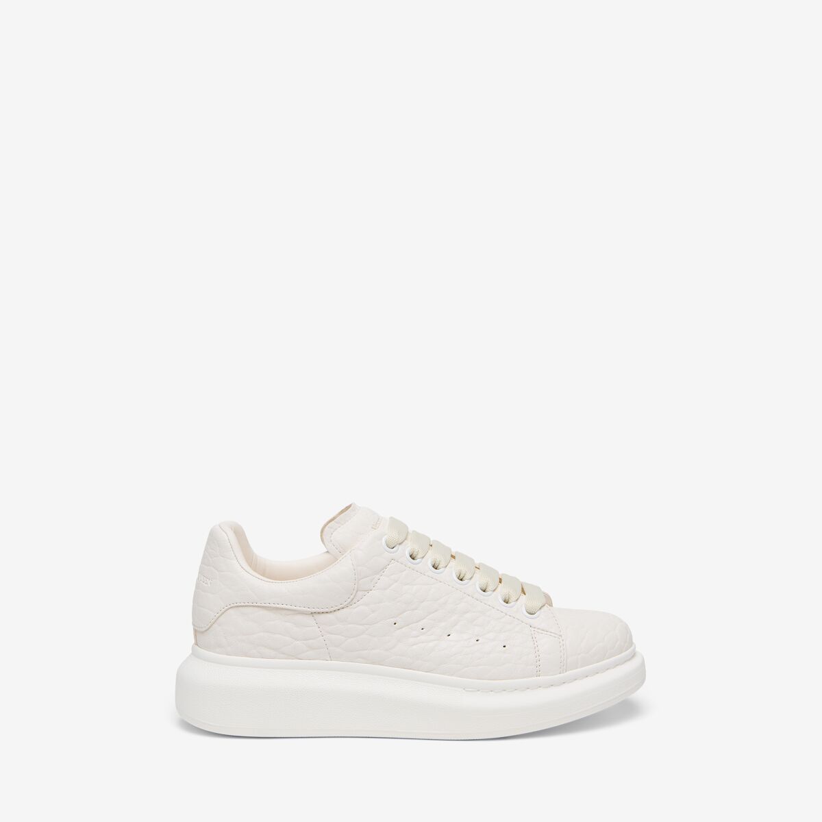 Alexander Mcqueen Textured-leather Exaggerated-sole Sneakers In White