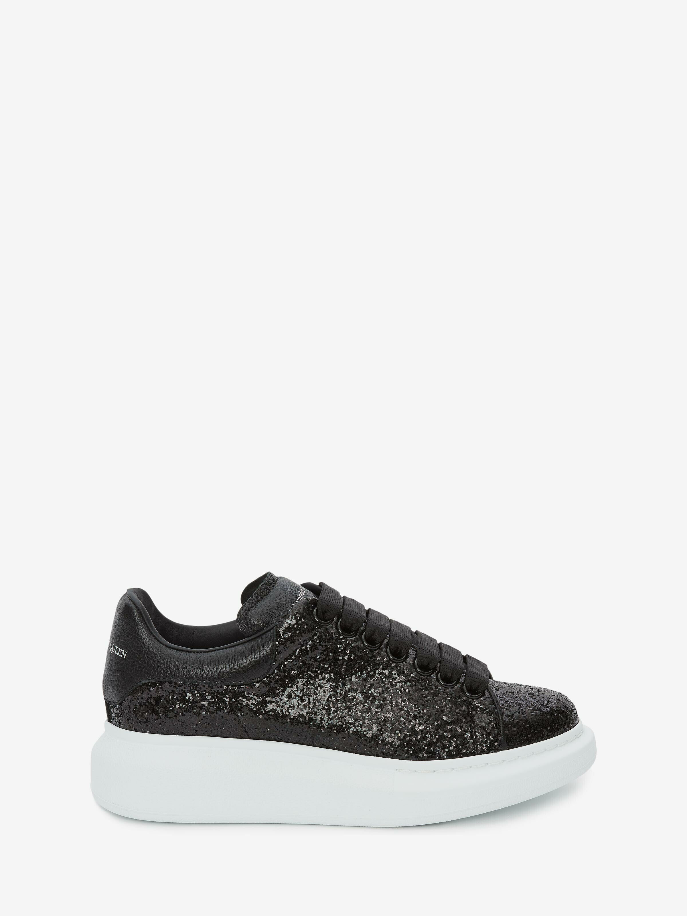 Alexander McQueen Women's Black Glitter Oversized Sneaker - 6.5 (Calfskin)