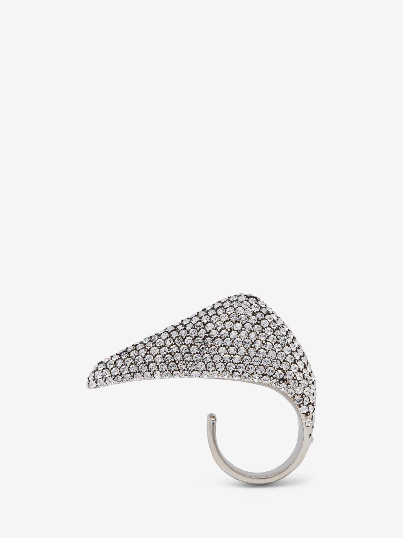 Alexander McQueen Women's Silver Jewelled Claw Ring - 15 (Brass)
