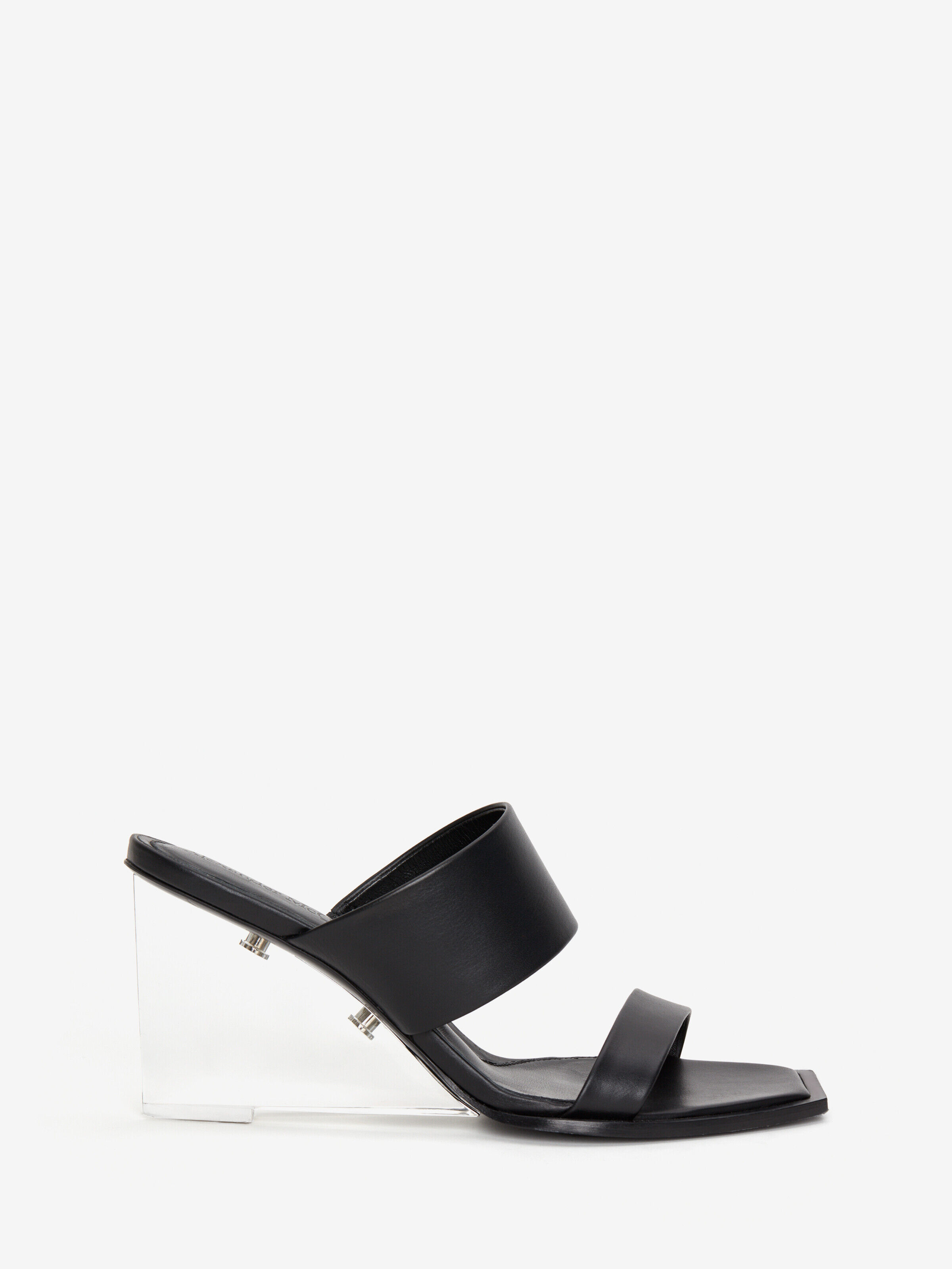 Alexander Mcqueen Black Leather Shard Mules In Black
