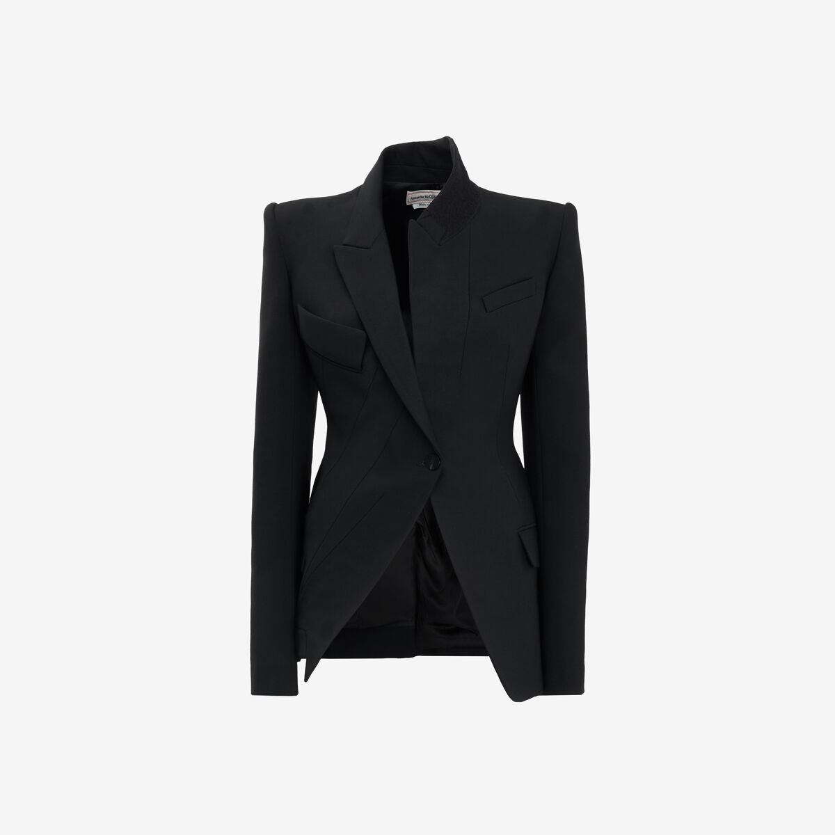 Alexander Mcqueen Asymmetric Tailored Jacket In Black