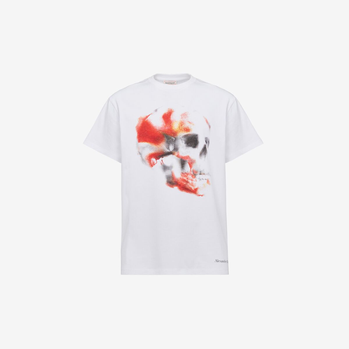 Shop Alexander Mcqueen Obscured Skull T-shirt In White/red/black