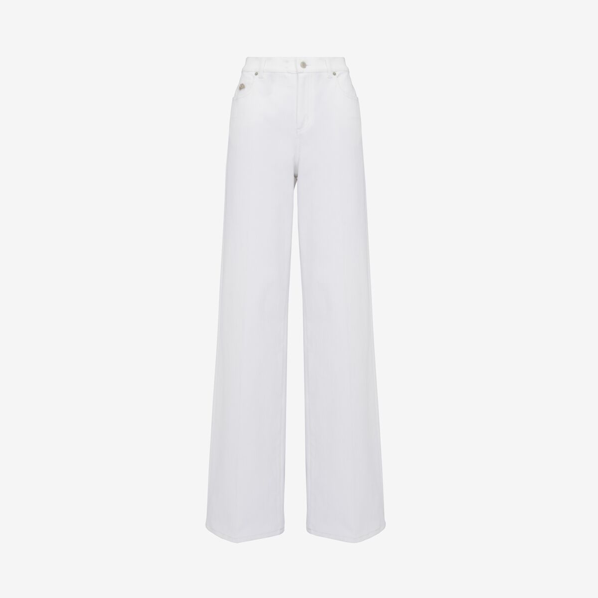 Shop Alexander Mcqueen Wide Leg Jeans In Optic White