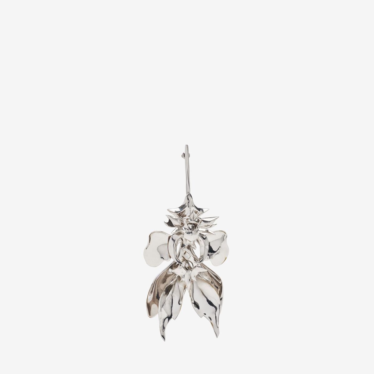 Shop Alexander Mcqueen Orchid Stick Earring In Antique Silver