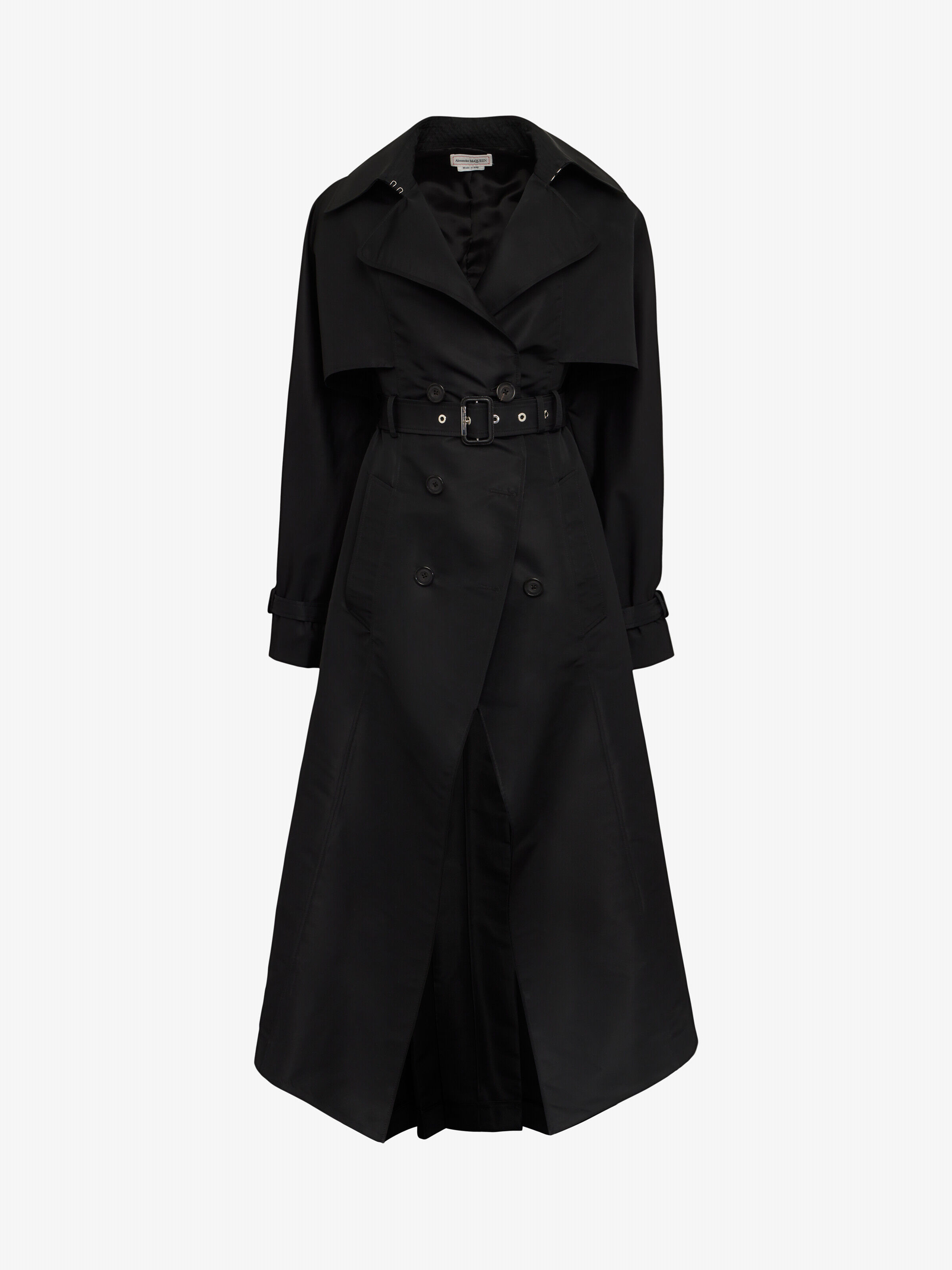 Alexander McQueen Women's Black Cutaway Trench Coat - 12 (Polyester)