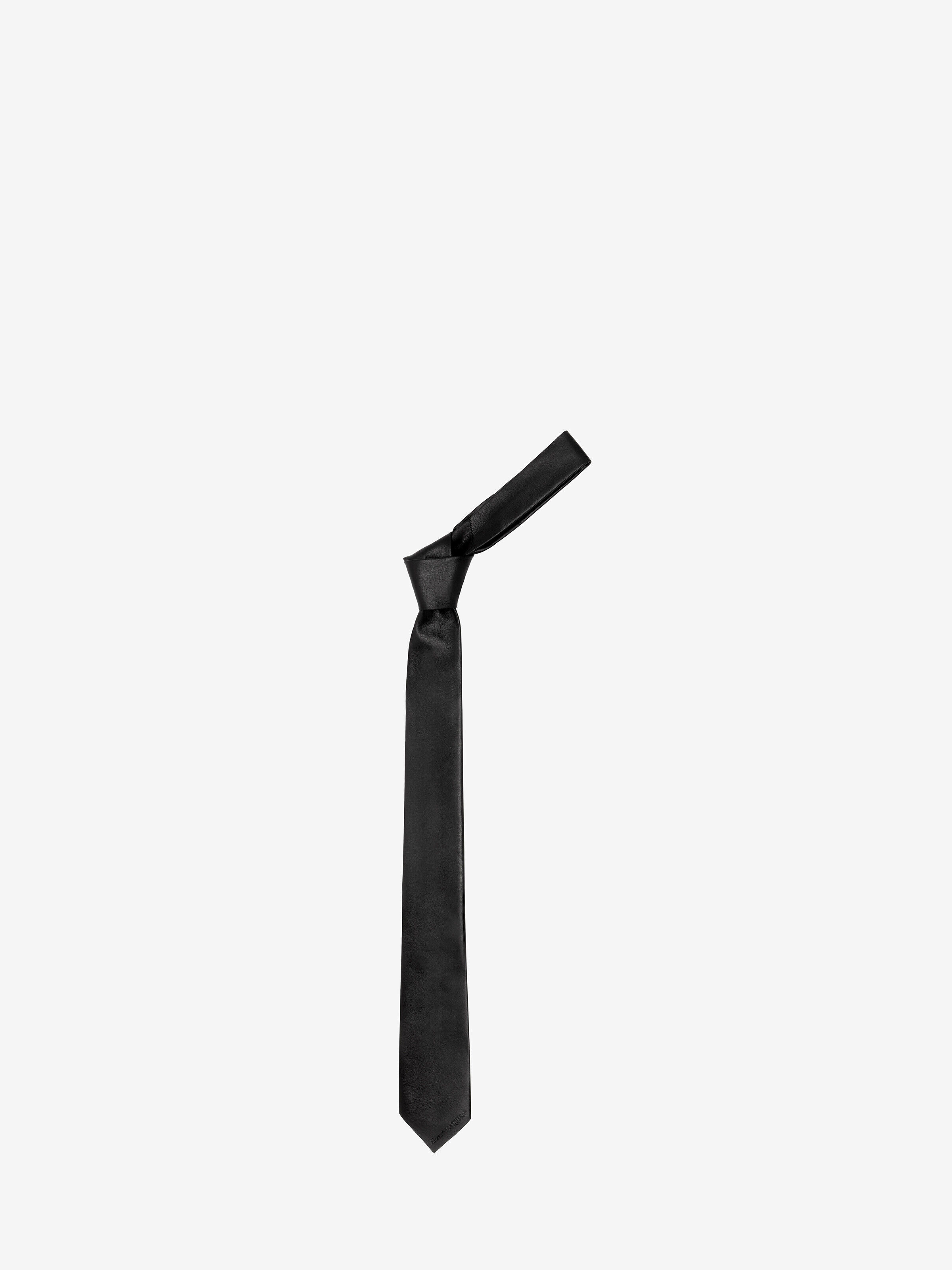 Alexander McQueen Men's Black Leather Tie (Lambskin)
