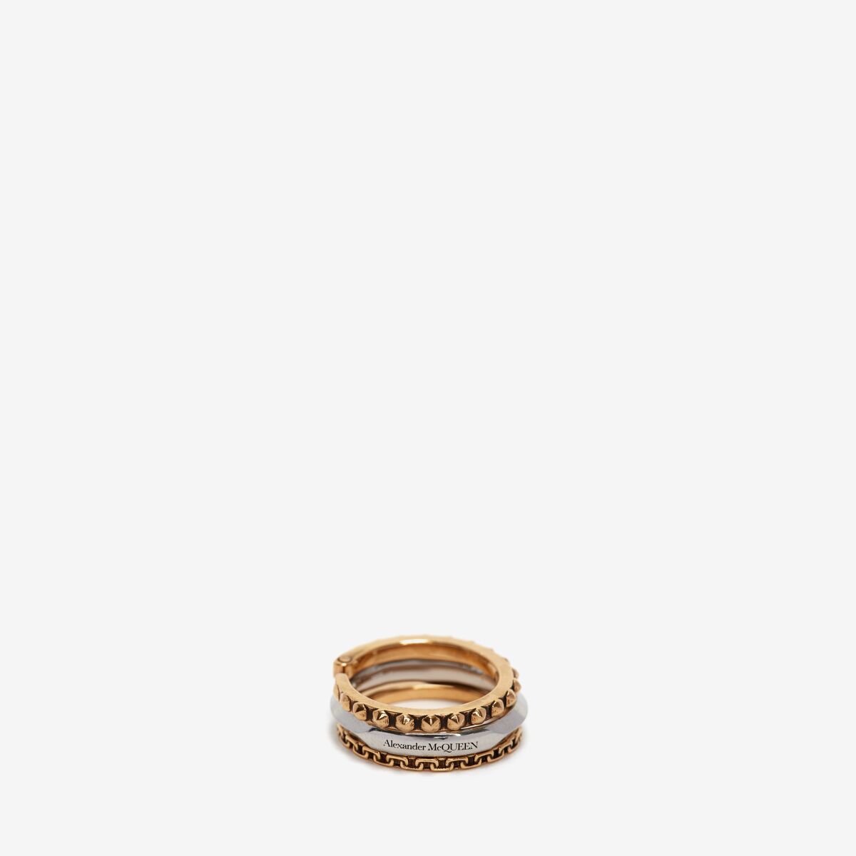 ALEXANDER MCQUEEN Punk Chain and Stud Triple Ring