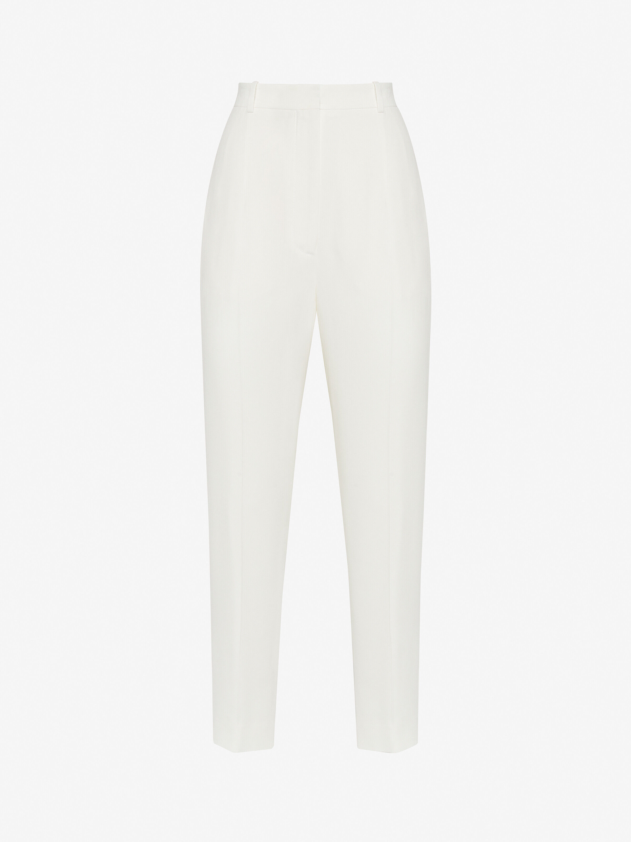 Alexander McQueen Women's White Leaf crepe cigarette trousers - 14 (Cotton)