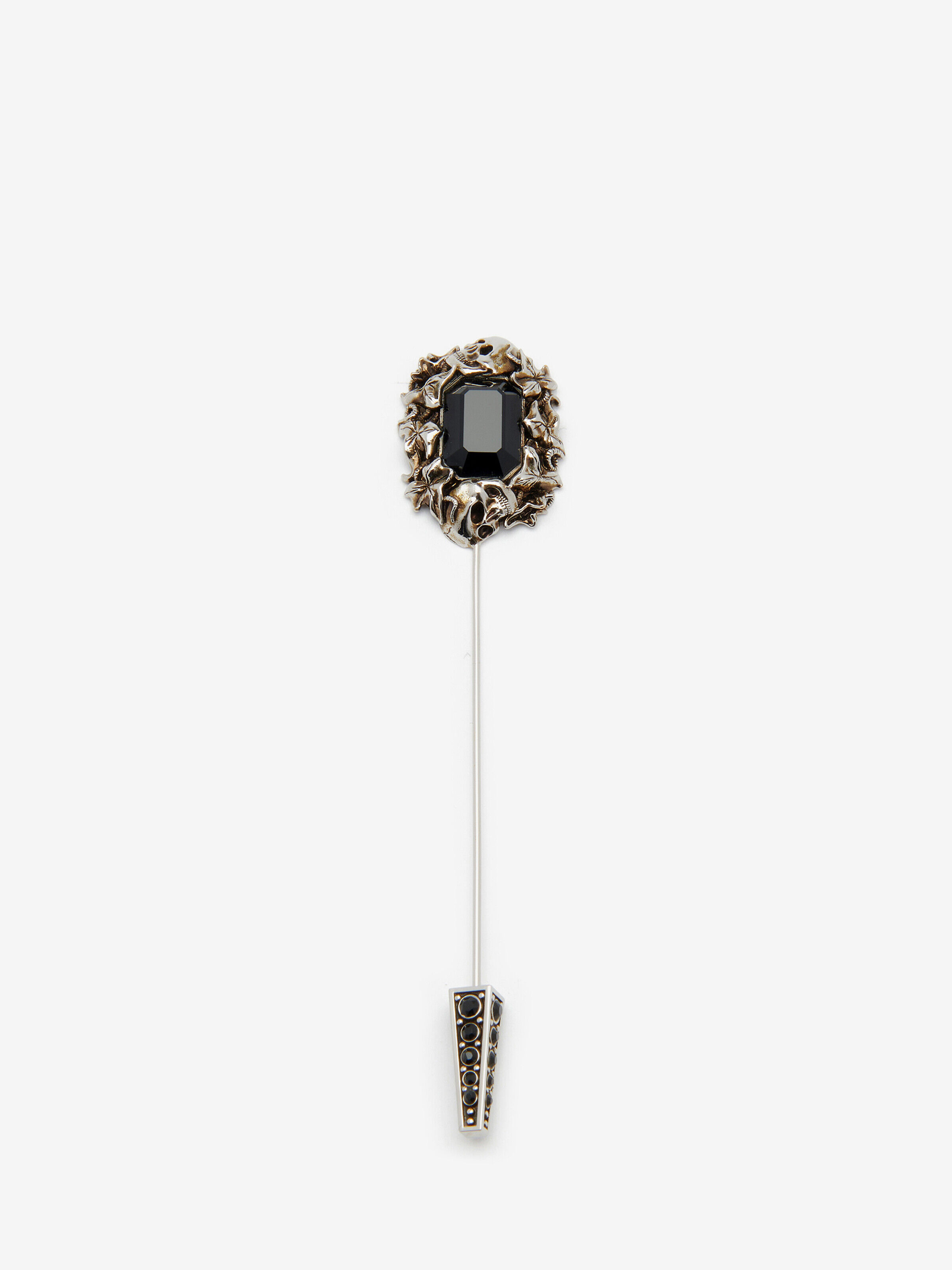 Alexander McQueen Men's Silver Ivy Skull Pin Brooch (Brass)
