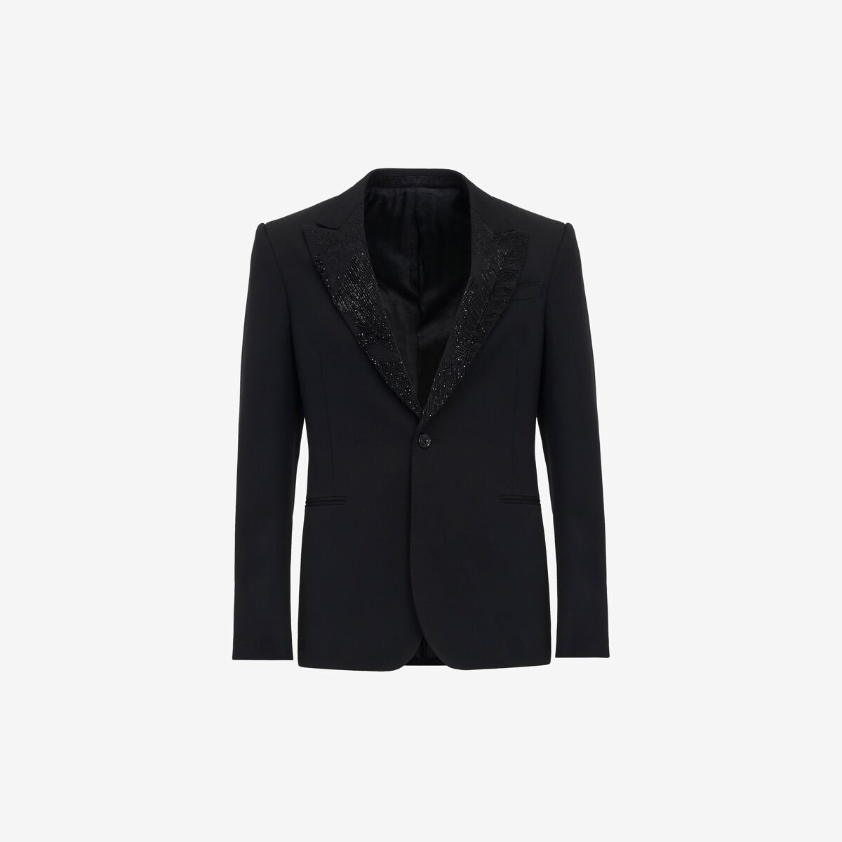 Shop Alexander Mcqueen Embroidered Lapel Single-breasted Jacket In Black