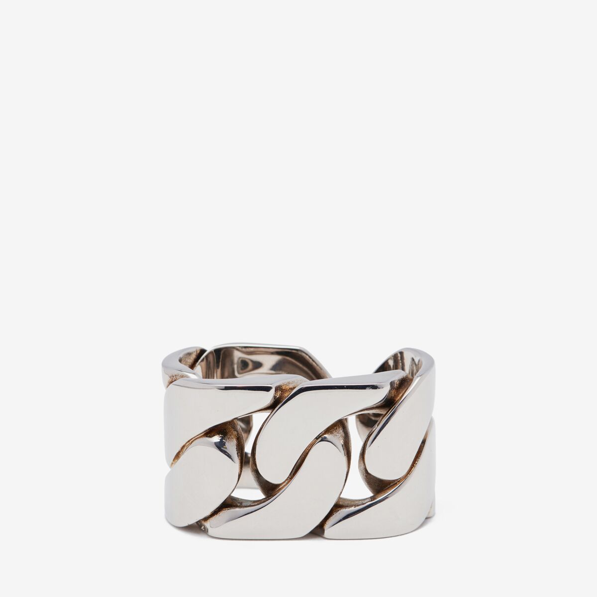 Alexander Mcqueen Chain Double Ring In Antique Silver