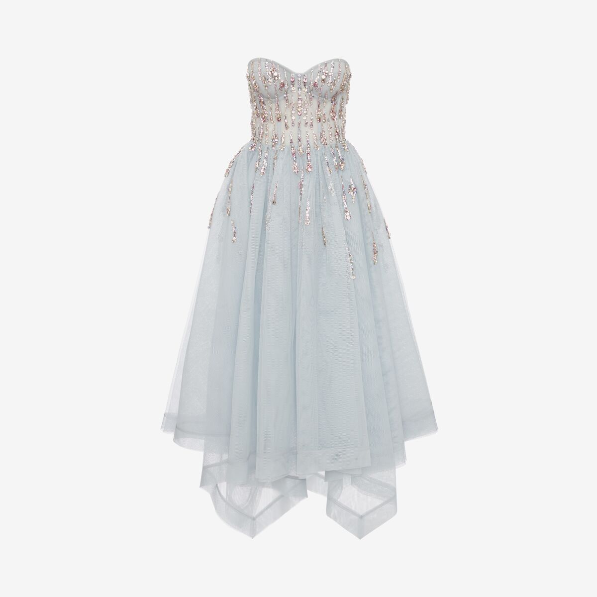 ALEXANDER MCQUEEN COSMIC RAIN EMBROIDERY BUSTIER DRESS