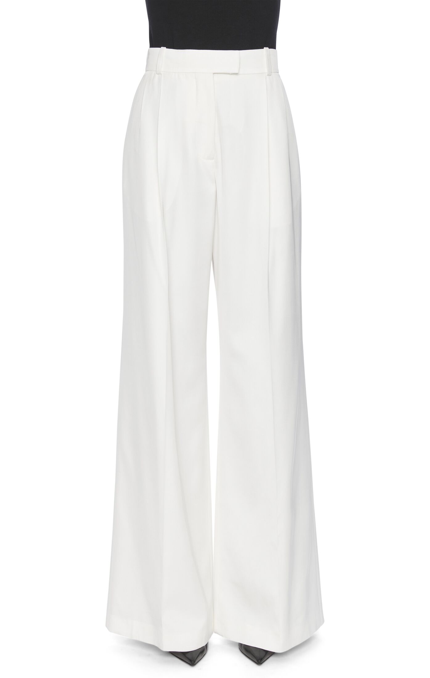 Alexander McQueen Women's White Double Pleat Wide Leg Trousers - 14 (Viscose)