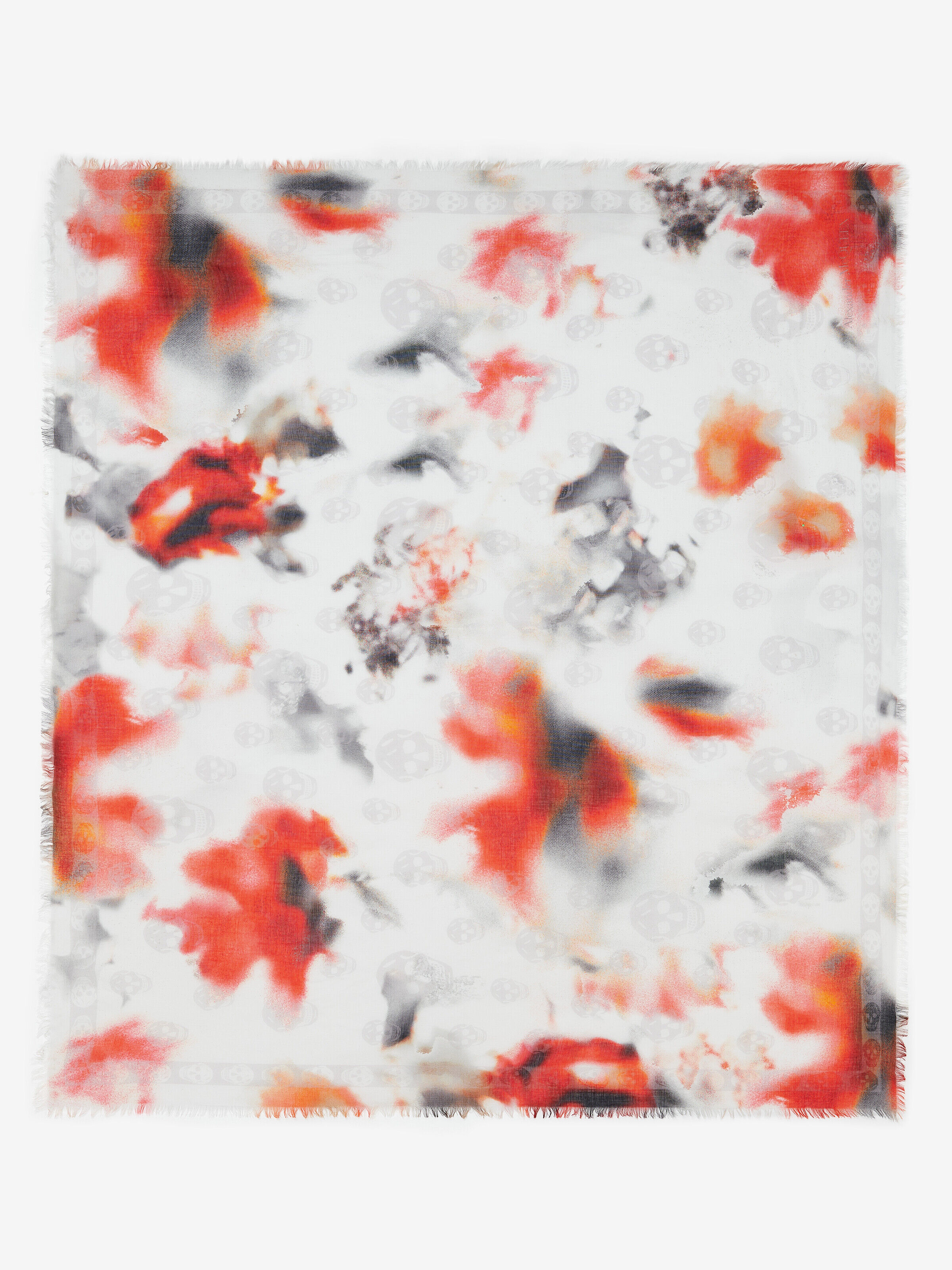 Alexander McQueen - Foulard Skull Classique Obscured Flower - Homme - Blanc (Modale & Soie)