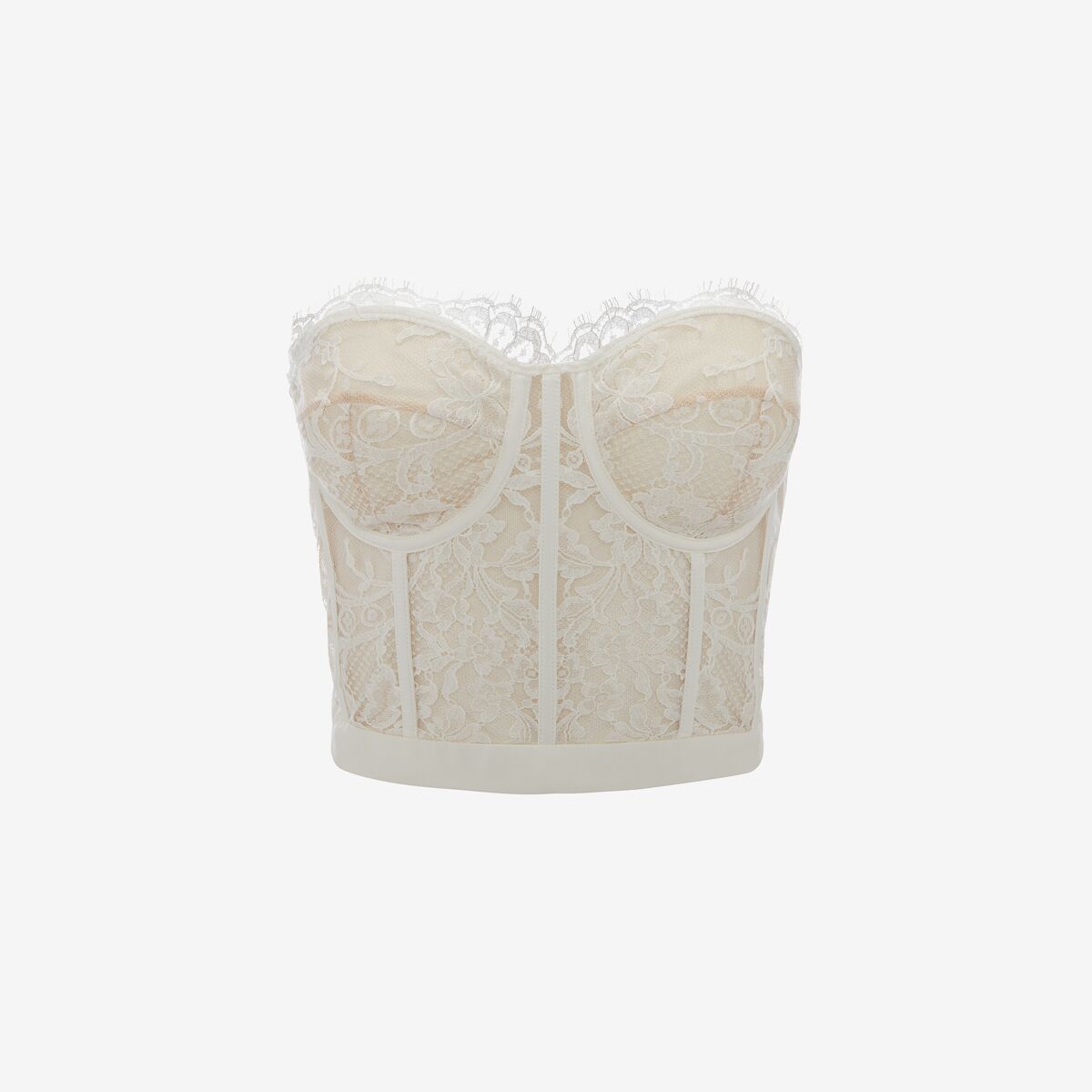 Alexander Mcqueen Floral Lace Corset Top In White