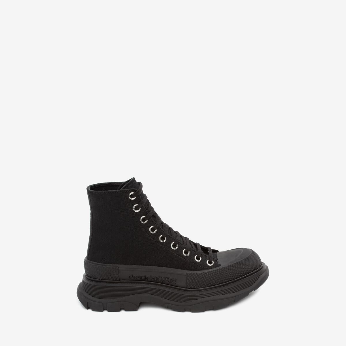 Alexander Mcqueen Sneakers Tread Slick High Aus Schwarzem Canvas In Black