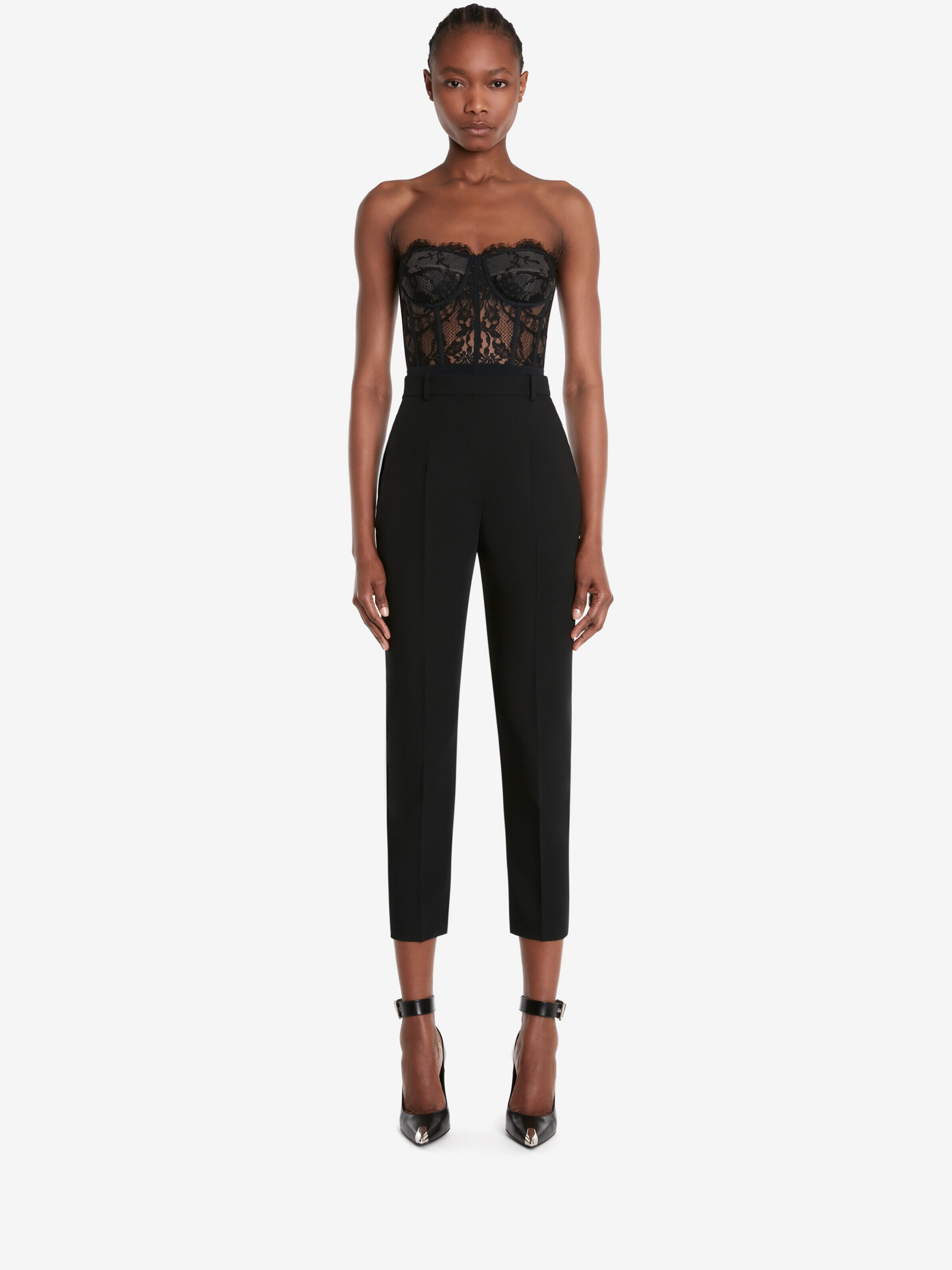 Alexander McQueen Women's Black High Waisted Cigarette Trouser - 6 (Viscose & Acetate)
