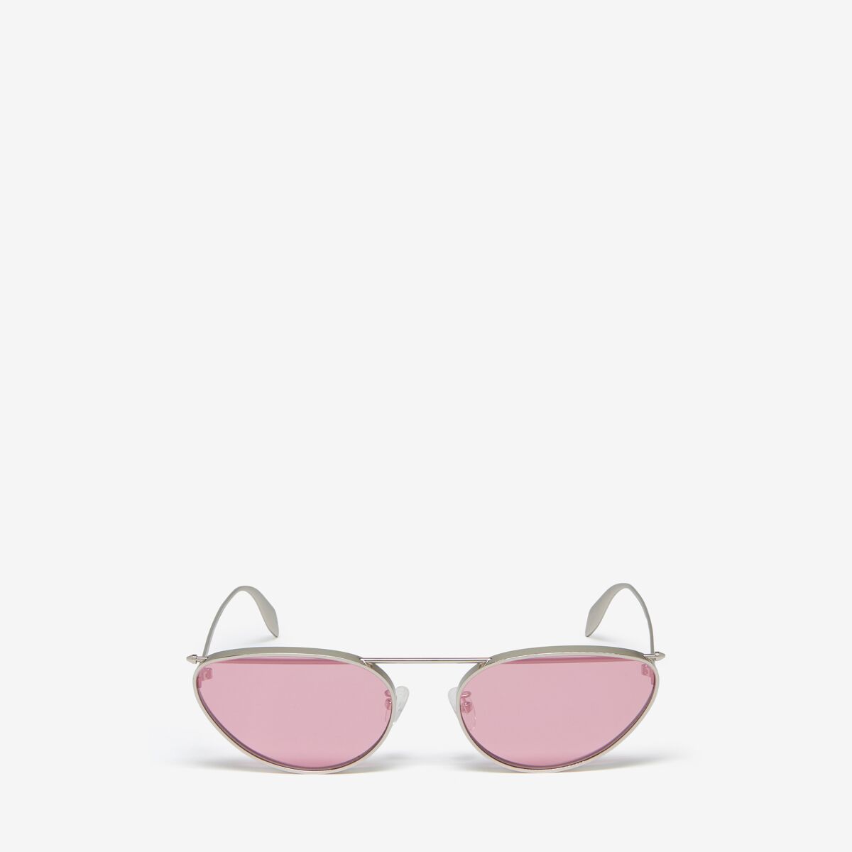 Shop Alexander Mcqueen Front Piercing Cat-eye Sunglasses In Silver/pink
