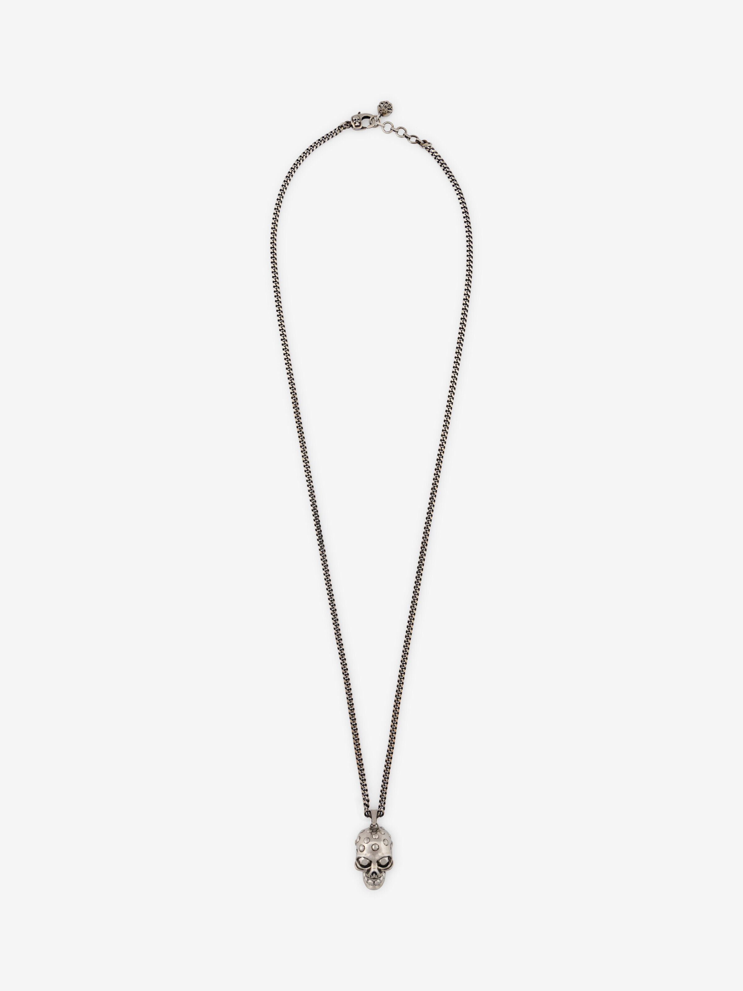 Alexander McQueen Men's Silver The Knuckle Skull Necklace (Brass)