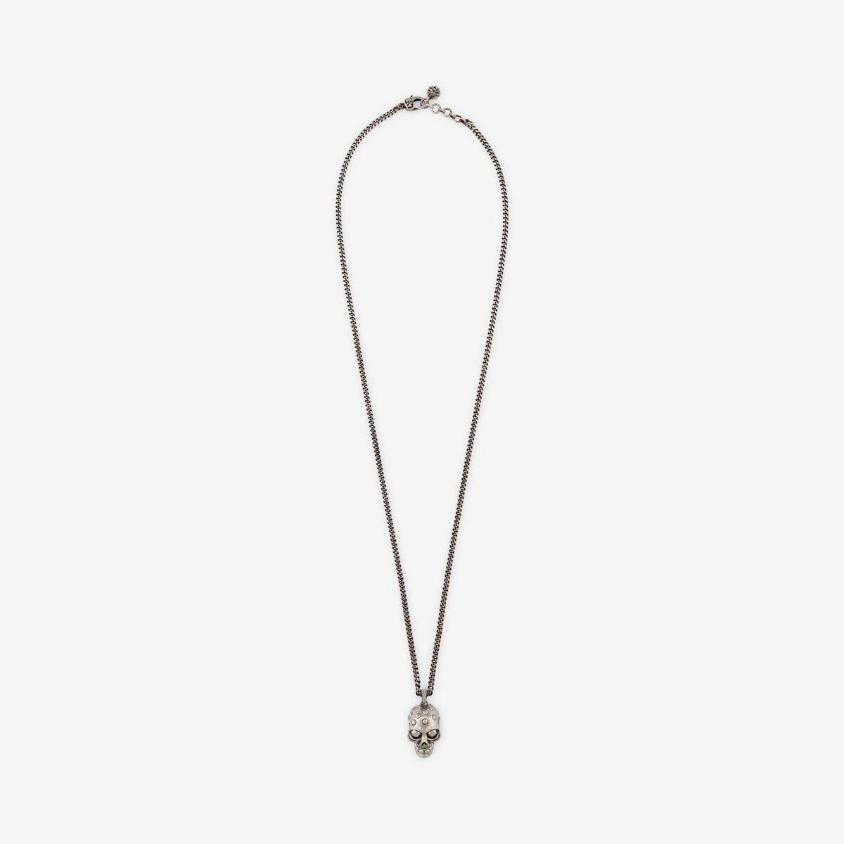 Alexander Mcqueen The Knuckle Skull Necklace In Antique Silver