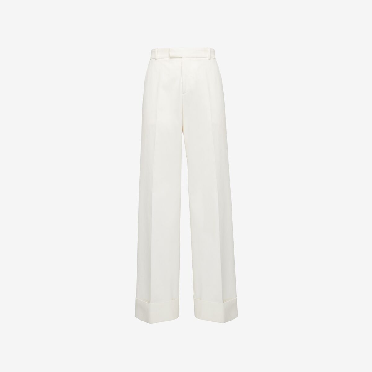 Alexander Mcqueen Turn-up Baggy Trousers In Optical White