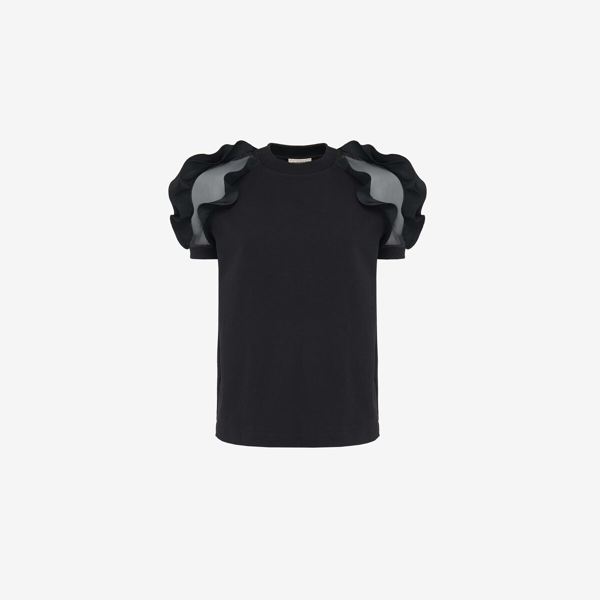Shop Alexander Mcqueen Ruffle Detail T-shirt In Black
