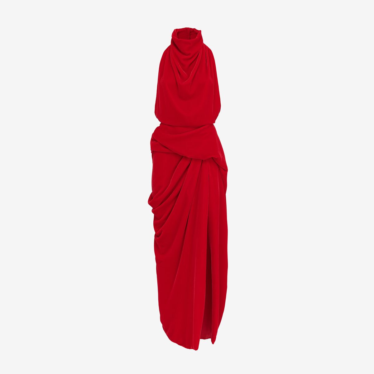 Shop Alexander Mcqueen Draped Evening Dress In Lust Red
