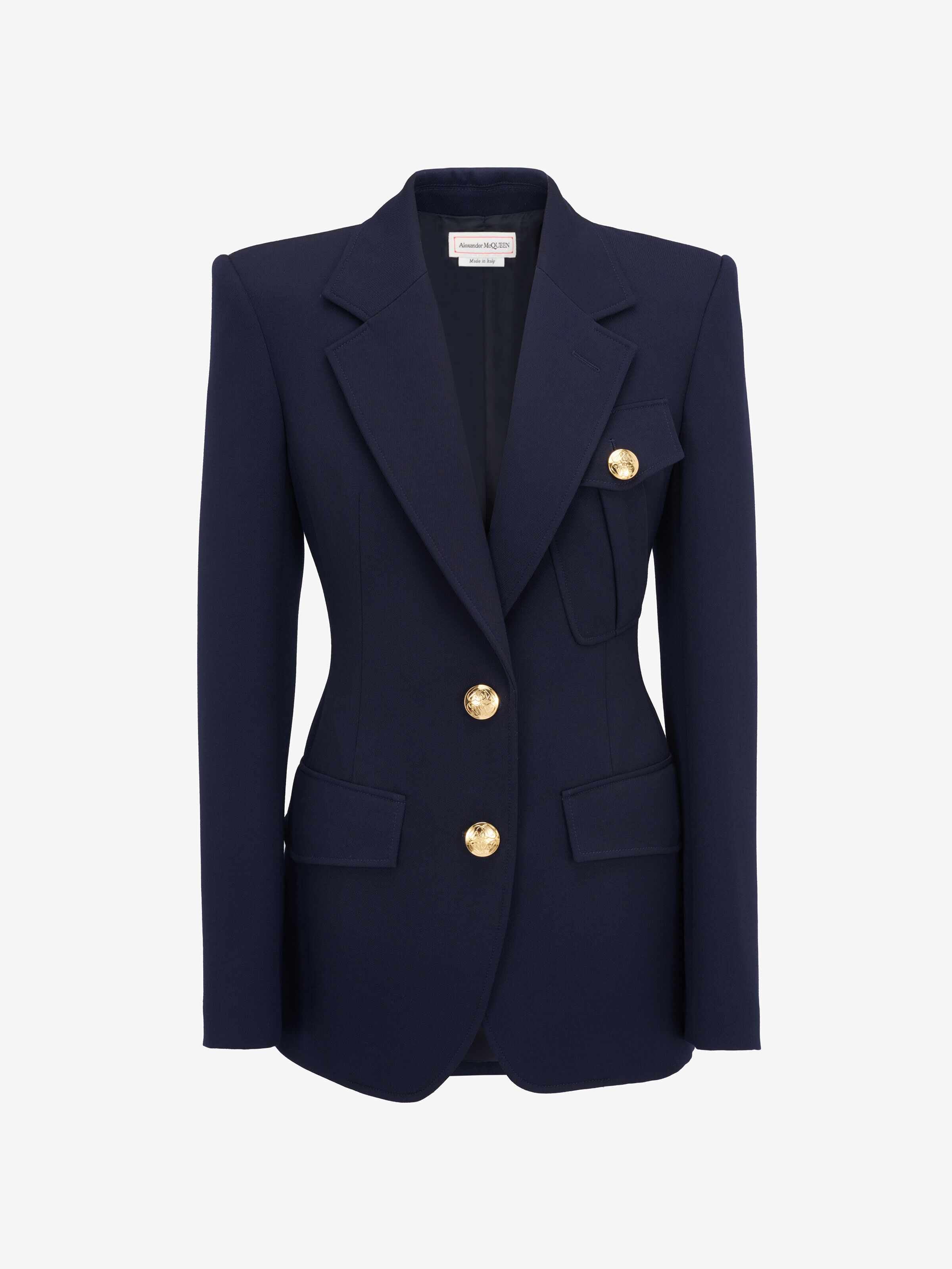 Alexander McQueen - Veste militaire à boutonnage simple - Femme - Bleu - 44 (Laine)