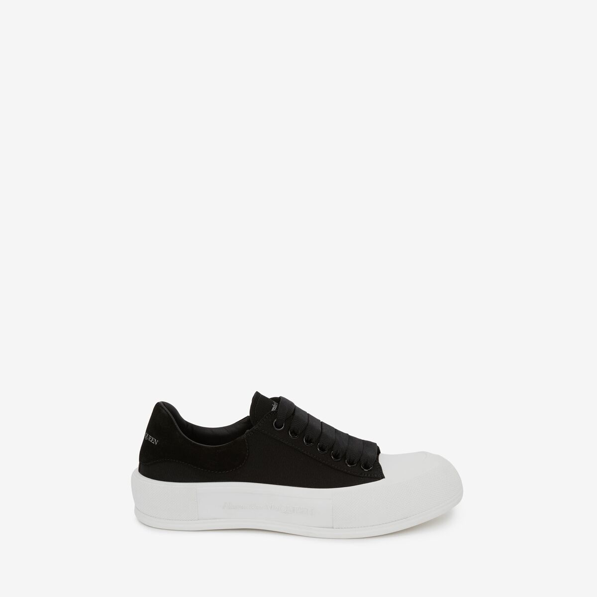 Shop Alexander Mcqueen Deck Lace Up Plimsoll In Black/white
