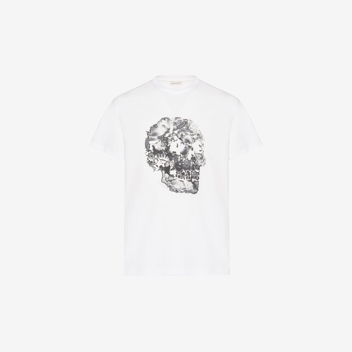 Alexander Mcqueen Wax Flower Skull T-shirt In White/grey
