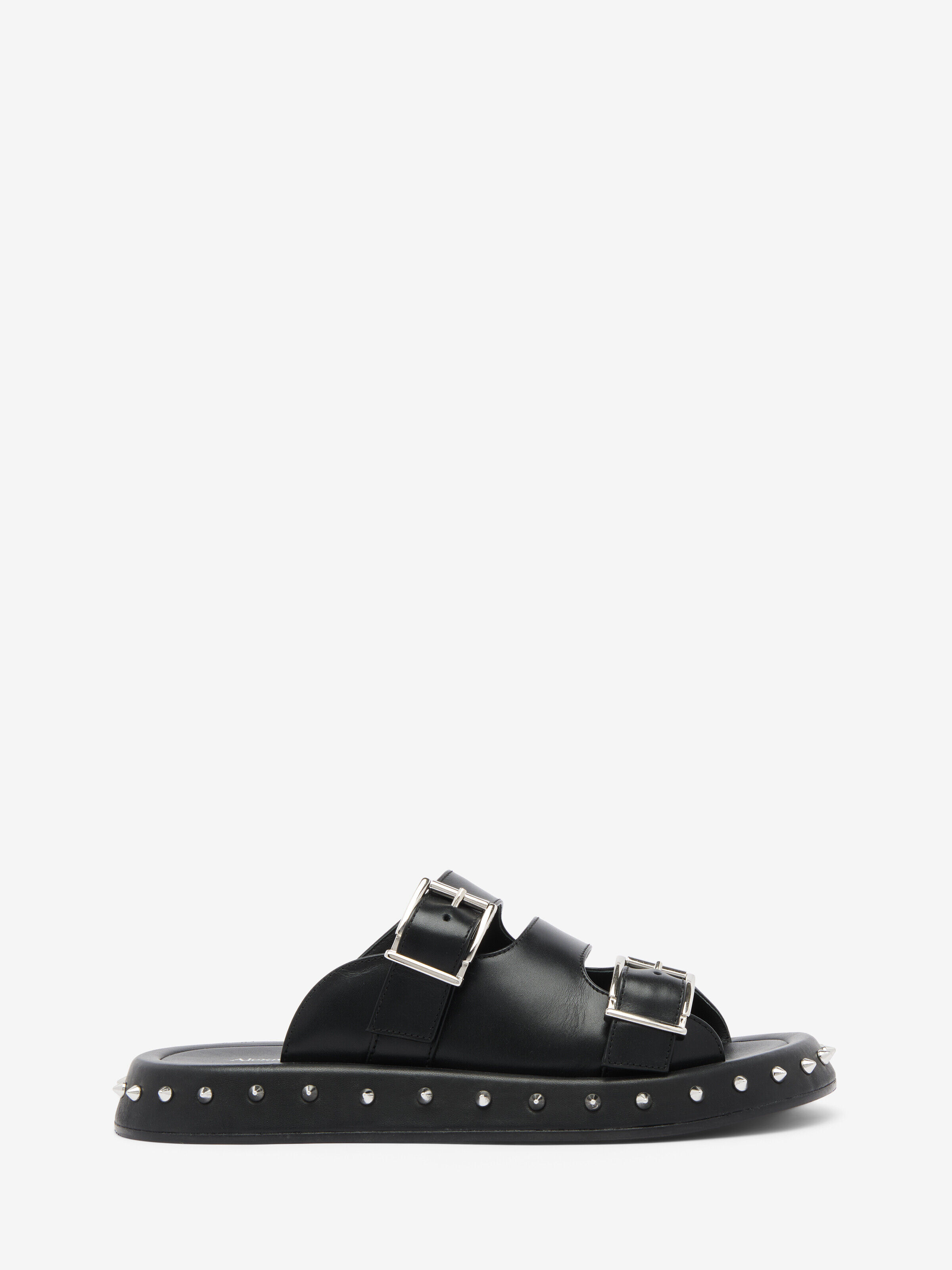 Alexander McQueen Women's Black Buckle Slide - 38 (Calf Leather)