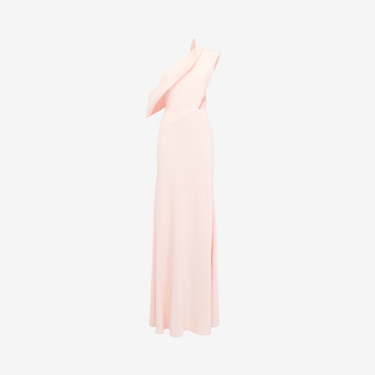 Shop Alexander Mcqueen Asymmetric Draped Evening Dress In Venus Pink