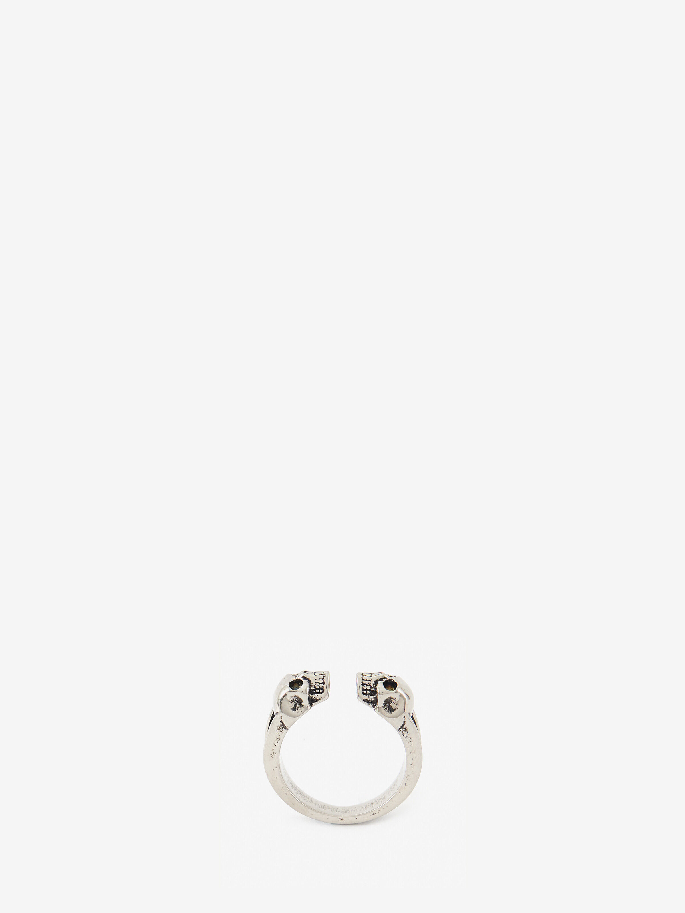 Alexander McQueen Men's Silver Twin Skull Ring - 19 (Brass)