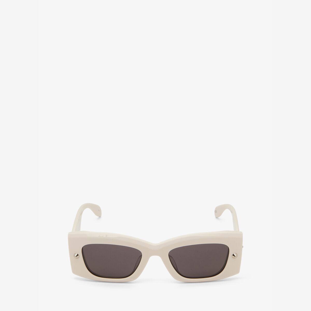Alexander Mcqueen Spike Studs Rectangular Sunglasses In Ivory/smoke