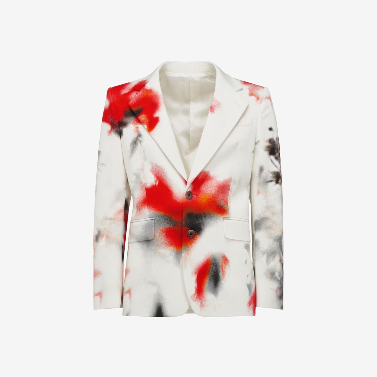 Alexander Mcqueen Obscured Flower Single-breasted Jacket In White/red