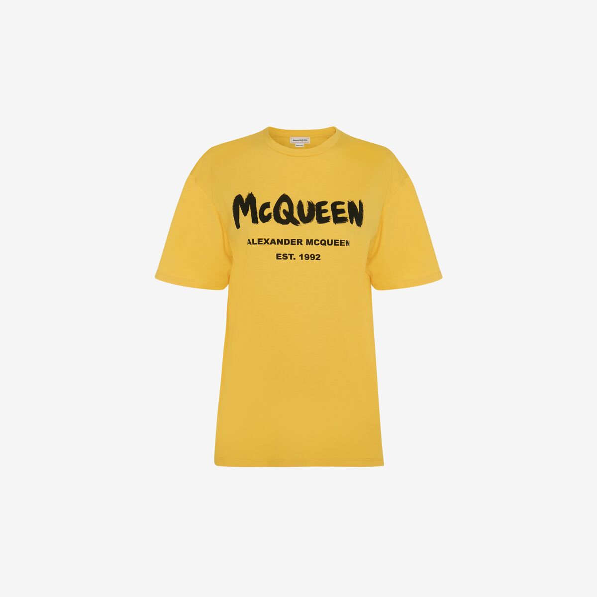 Alexander Mcqueen Mcqueen Graffiti T-shirt In Pop Yellow/black