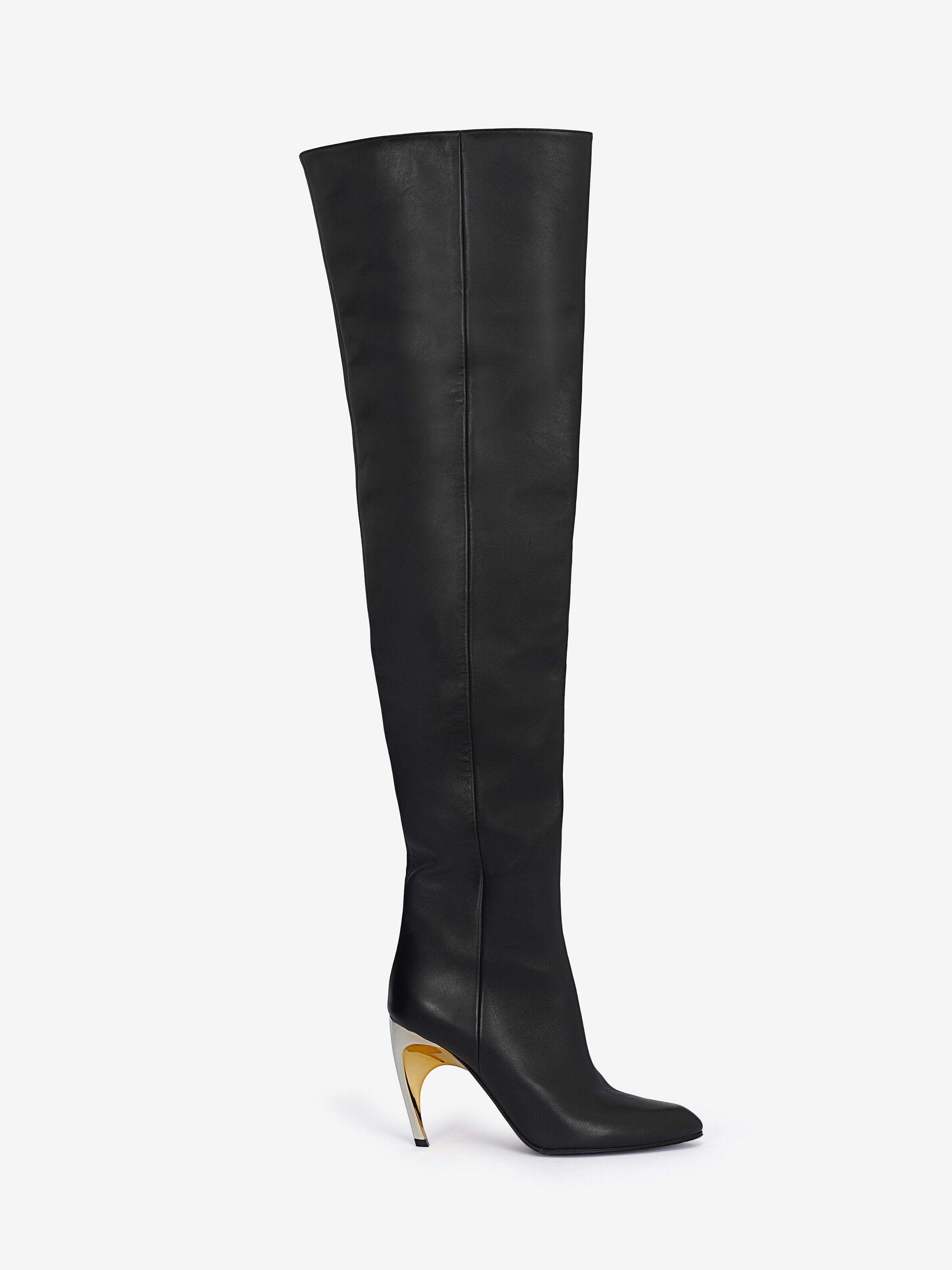 Alexander McQueen Women's Black Armadillo Thigh-high Boot - 4.5 (Calf Leather)